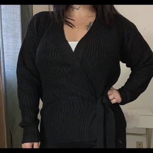 New Black Cross Over Sweater